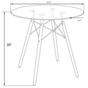 Dover Round Bistro Dining Table With Glass Tabletop and Beech Wood Eiffel Base - Elax Furniture