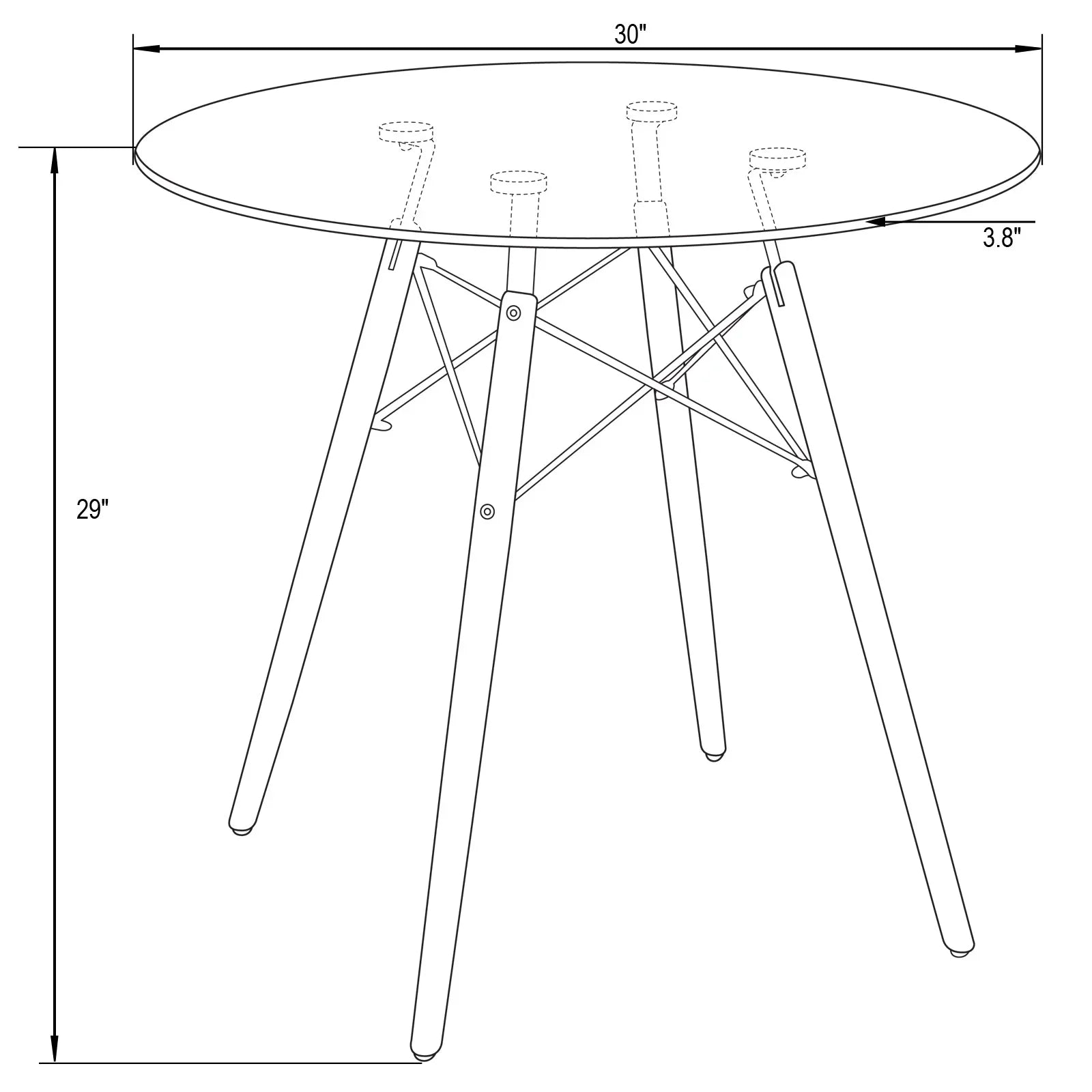 Dover Round Bistro Dining Table With Glass Tabletop and Beech Wood Eiffel Base - Elax Furniture