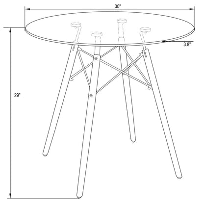 Dover Round Bistro Dining Table With Glass Tabletop and Beech Wood Eiffel Base - Elax Furniture