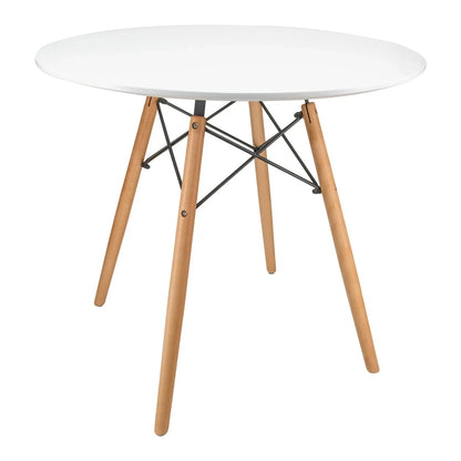 Dover Round Bistro Dining Table With Glass Tabletop and Beech Wood Eiffel Base - Elax Furniture