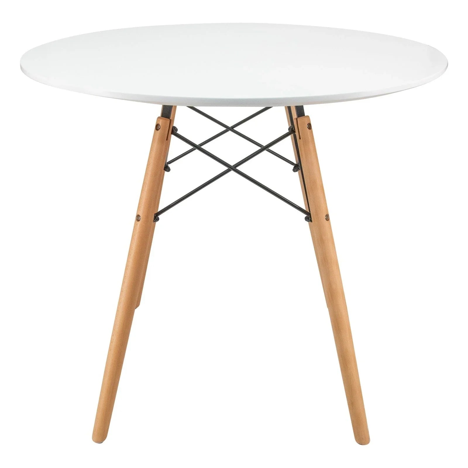 Dover Round Bistro Dining Table With Glass Tabletop and Beech Wood Eiffel Base - Elax Furniture