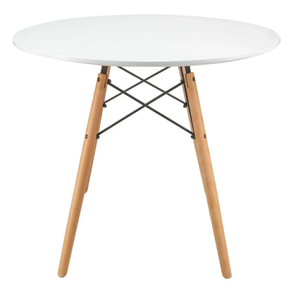 Dover Round Bistro Dining Table With Glass Tabletop and Beech Wood Eiffel Base - Elax Furniture