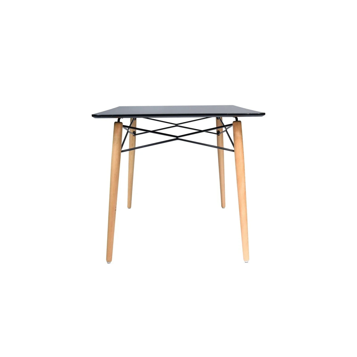 Dover Rectangle Dining Table With Glass Tabletop and Beech Wood Eiffel Base - Elax Furniture