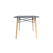 Dover Rectangle Dining Table With Glass Tabletop and Beech Wood Eiffel Base - Elax Furniture