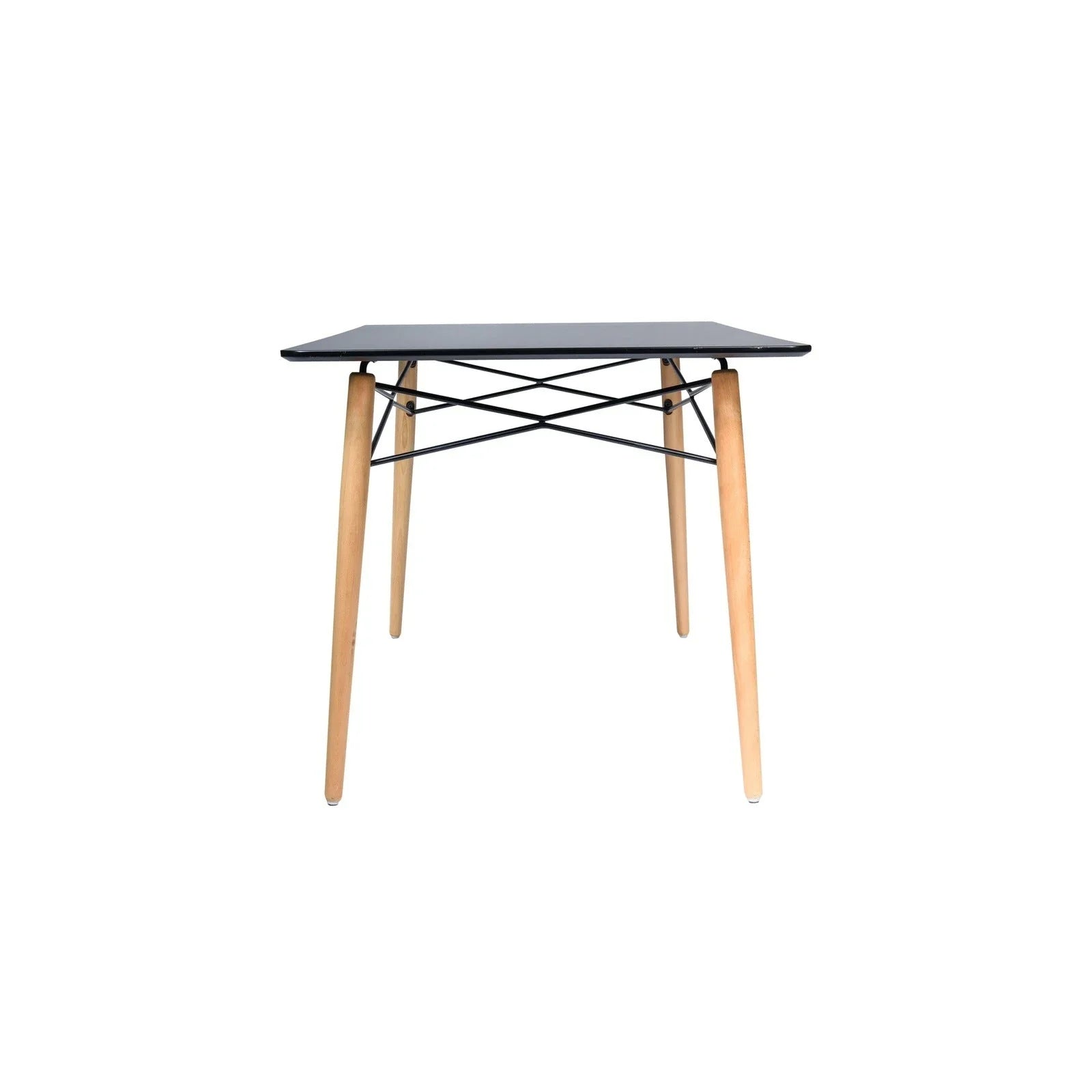 Dover Rectangle Dining Table With Glass Tabletop and Beech Wood Eiffel Base - Elax Furniture