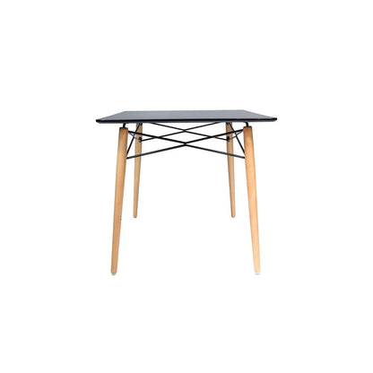 Dover Rectangle Dining Table With Glass Tabletop and Beech Wood Eiffel Base - Elax Furniture