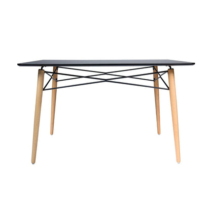 Dover Rectangle Dining Table With Glass Tabletop and Beech Wood Eiffel Base - Elax Furniture