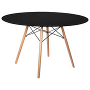 Dover Round Dining Table With Glass Tabletop and Natural Wood Eiffel Base - Elax Furniture