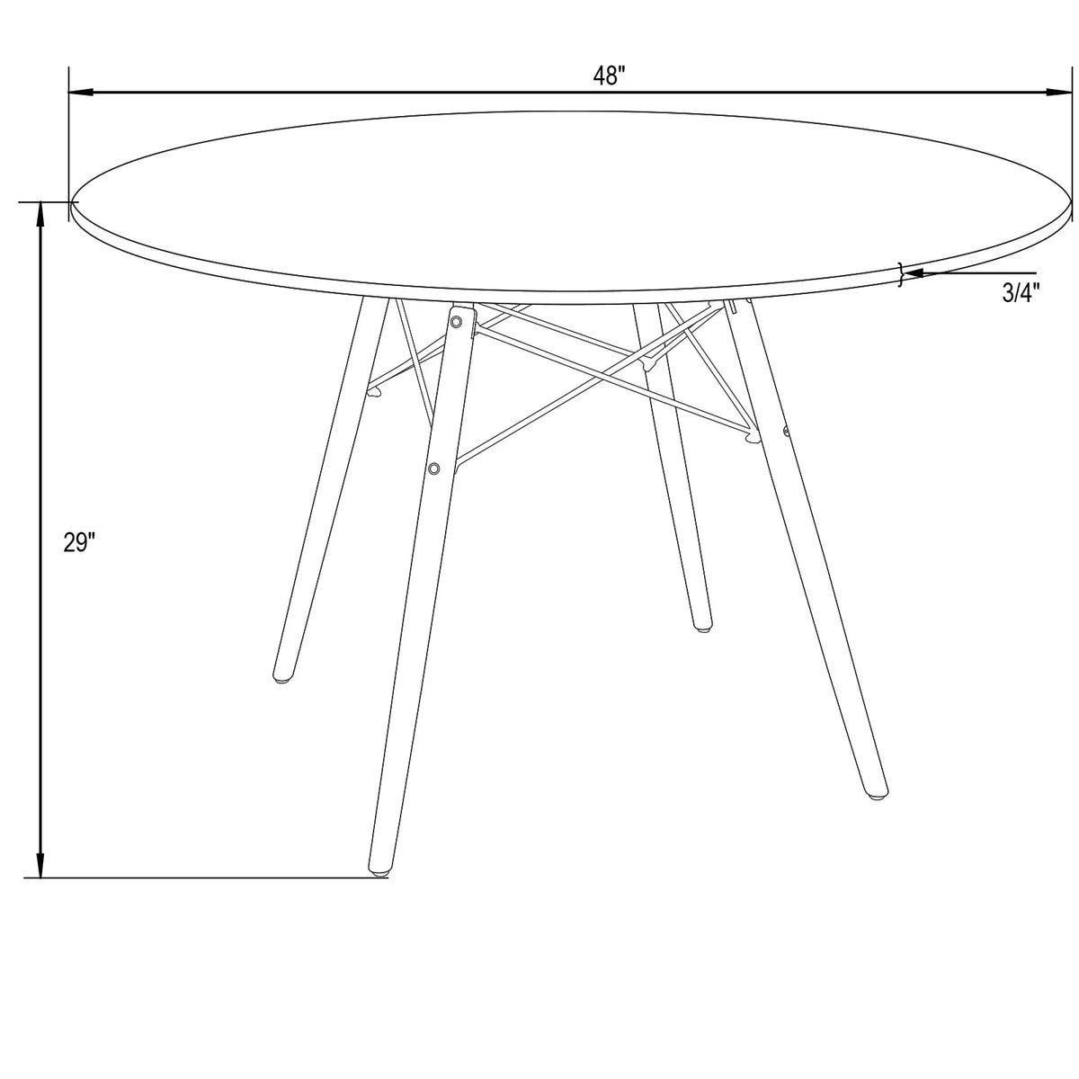 Dover Round Dining Table With Glass Tabletop and Natural Wood Eiffel Base - Elax Furniture