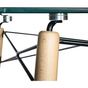 Dover Rectangle Dining Table With Glass Tabletop and Beech Wood Eiffel Base - Elax Furniture