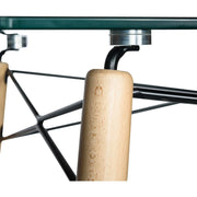 Dover Rectangle Dining Table With Glass Tabletop and Beech Wood Eiffel Base - Elax Furniture