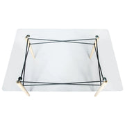 Dover Rectangle Dining Table With Glass Tabletop and Beech Wood Eiffel Base - Elax Furniture