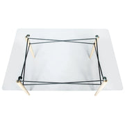 Dover Rectangle Dining Table With Glass Tabletop and Beech Wood Eiffel Base - Elax Furniture