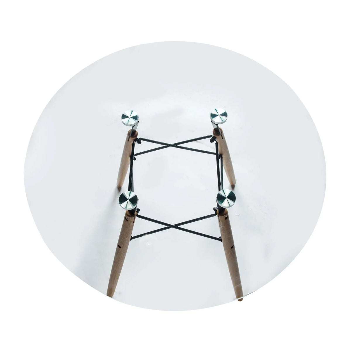 Dover Round Dining Table With Glass Tabletop and Natural Wood Eiffel Base - Elax Furniture