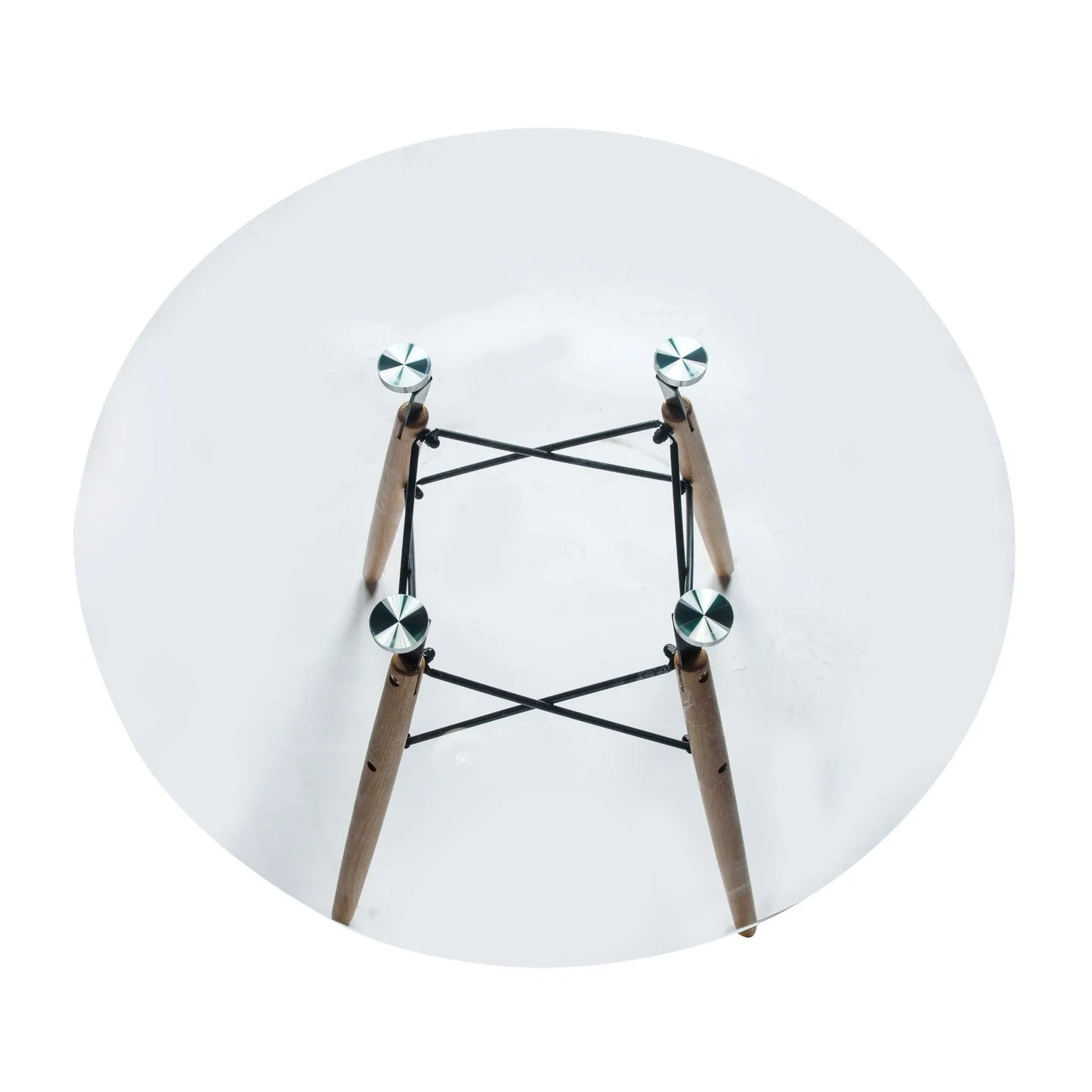 Dover Round Dining Table With Glass Tabletop and Natural Wood Eiffel Base - Elax Furniture