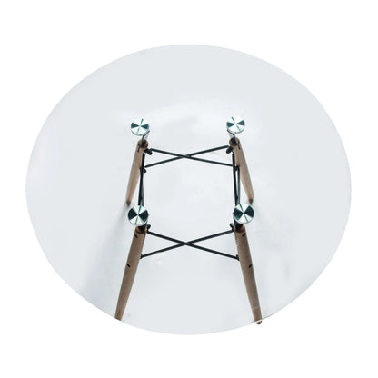 Dover Round Dining Table With Glass Tabletop and Natural Wood Eiffel Base - Elax Furniture