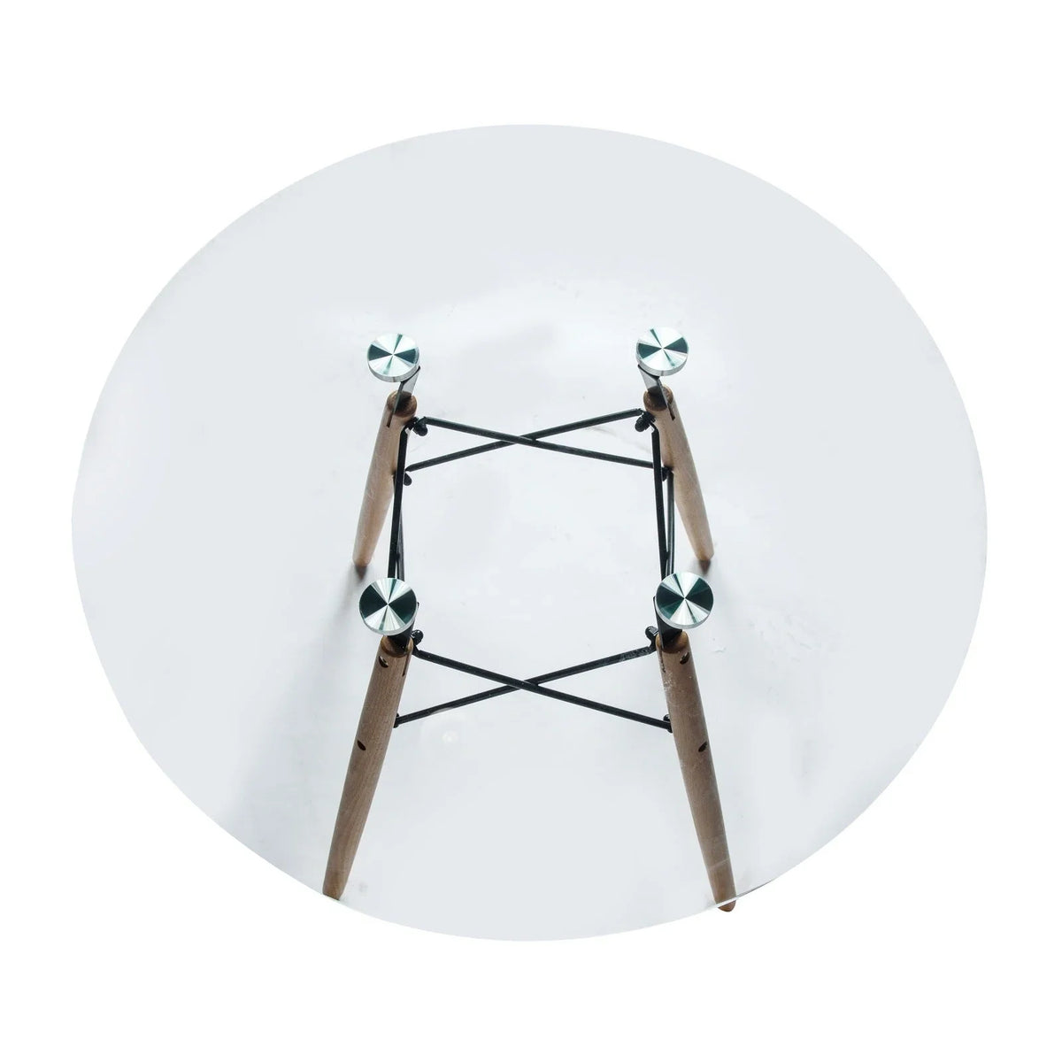 Dover Round Dining Table With Glass Tabletop and Natural Wood Eiffel Base - Elax Furniture