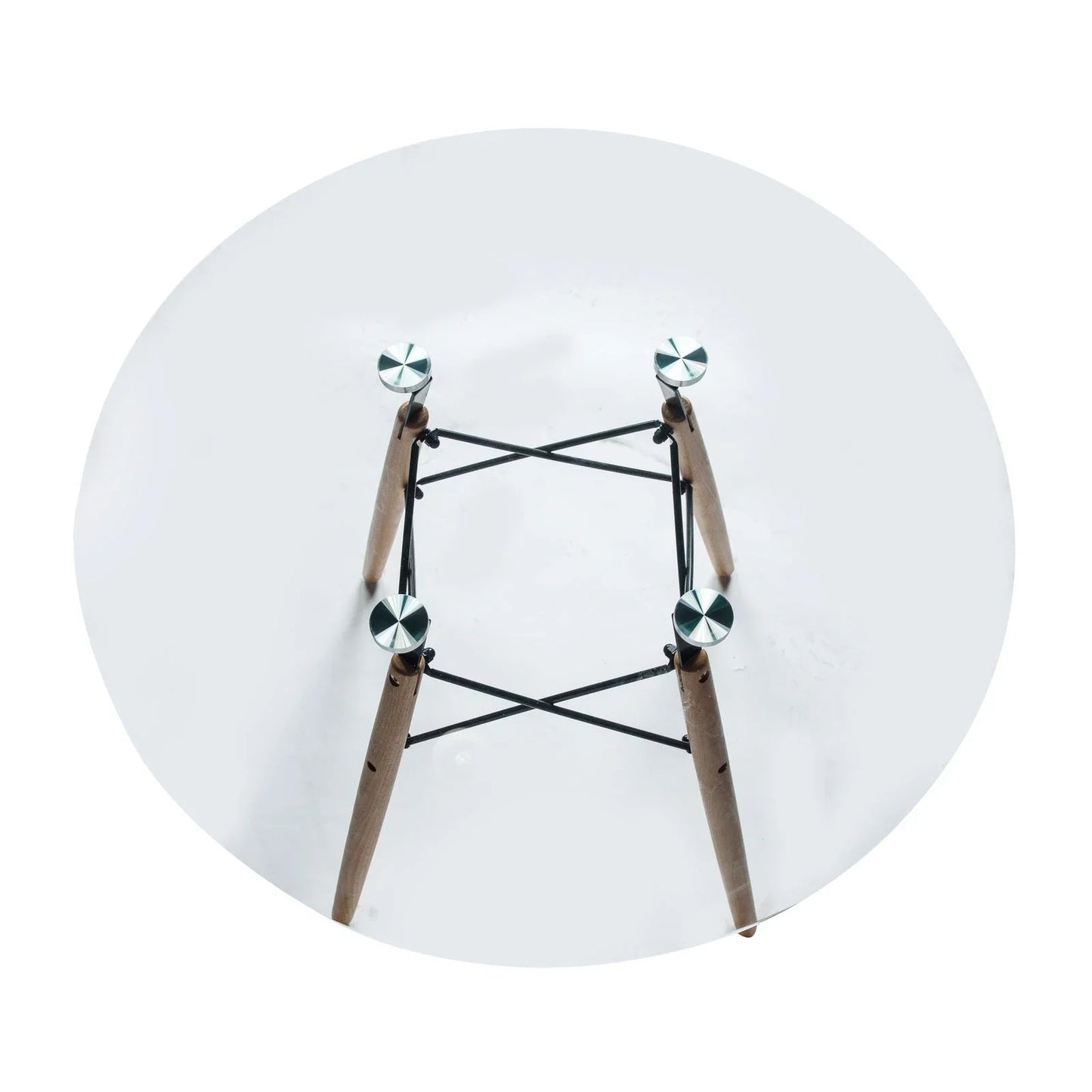Dover Round Dining Table With Glass Tabletop and Natural Wood Eiffel Base - Elax Furniture