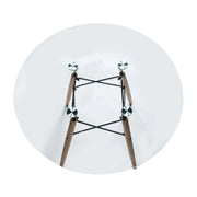 Dover Round Dining Table With Glass Tabletop and Natural Wood Eiffel Base - Elax Furniture