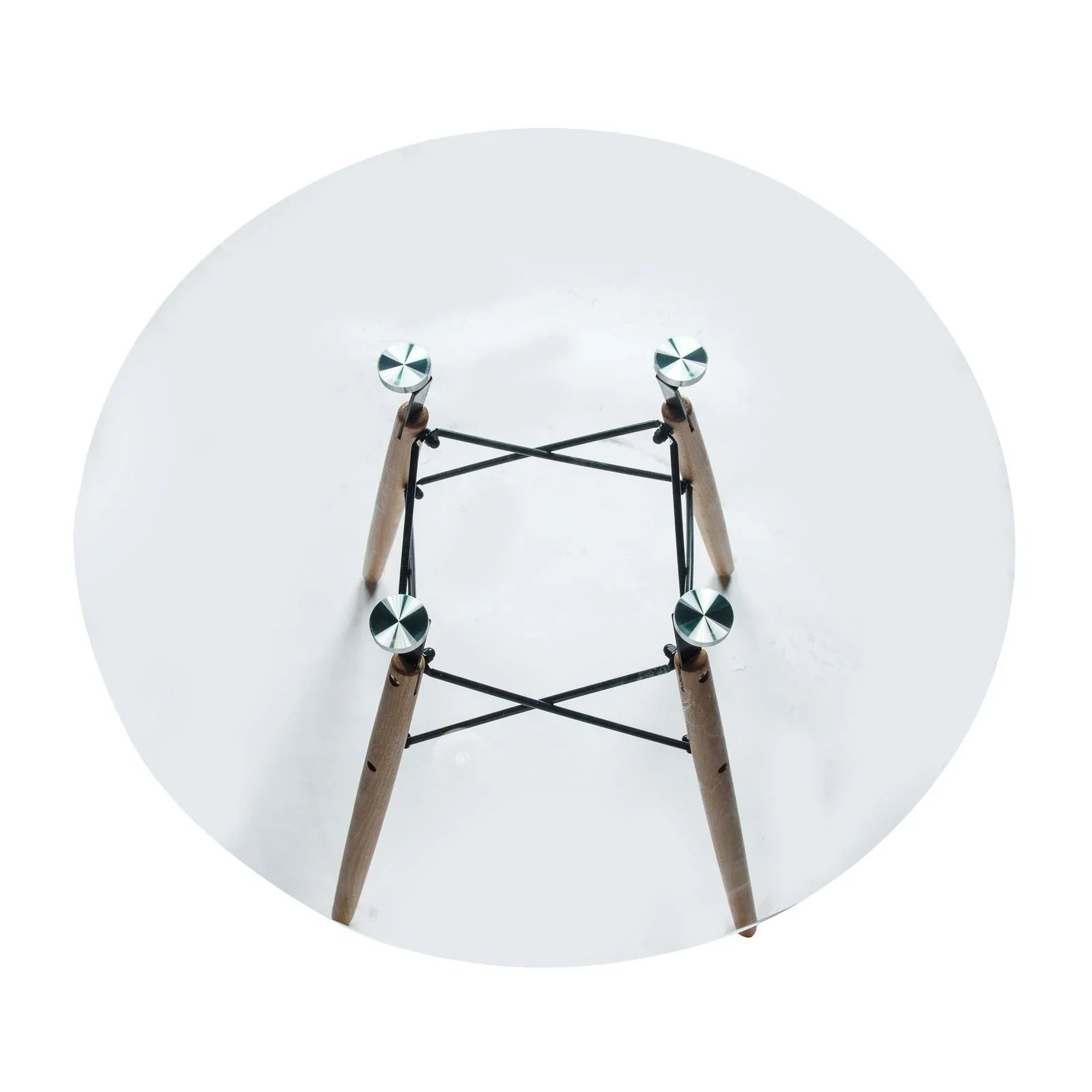Dover Round Dining Table With Glass Tabletop and Natural Wood Eiffel Base - Elax Furniture