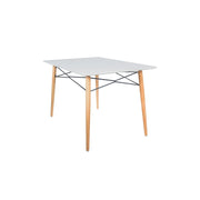 Dover Rectangle Dining Table With Glass Tabletop and Beech Wood Eiffel Base - Elax Furniture