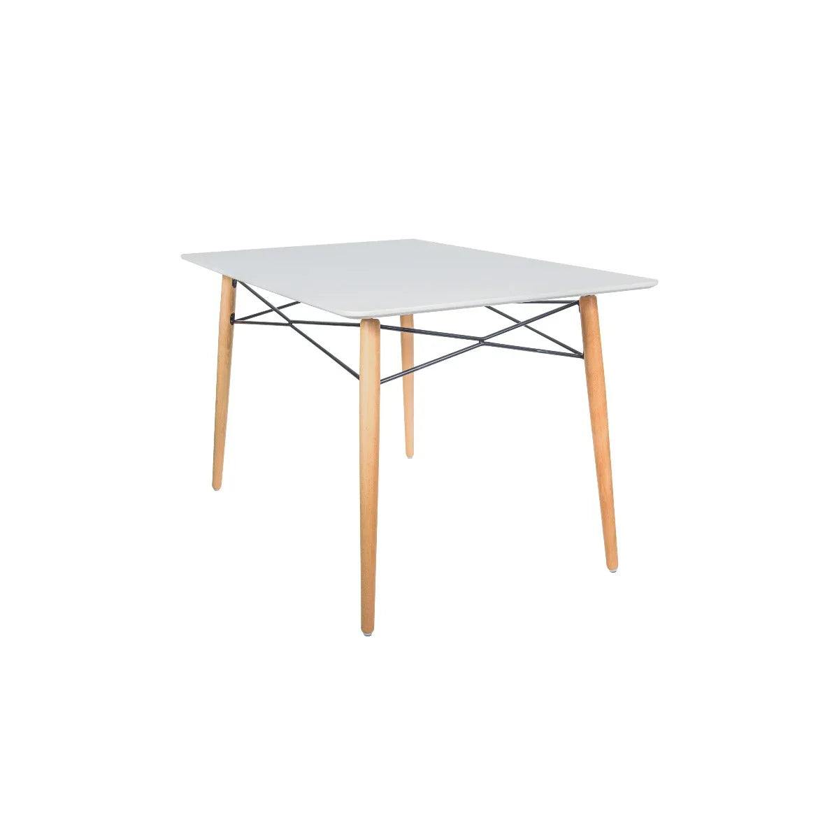Dover Rectangle Dining Table With Glass Tabletop and Beech Wood Eiffel Base - Elax Furniture