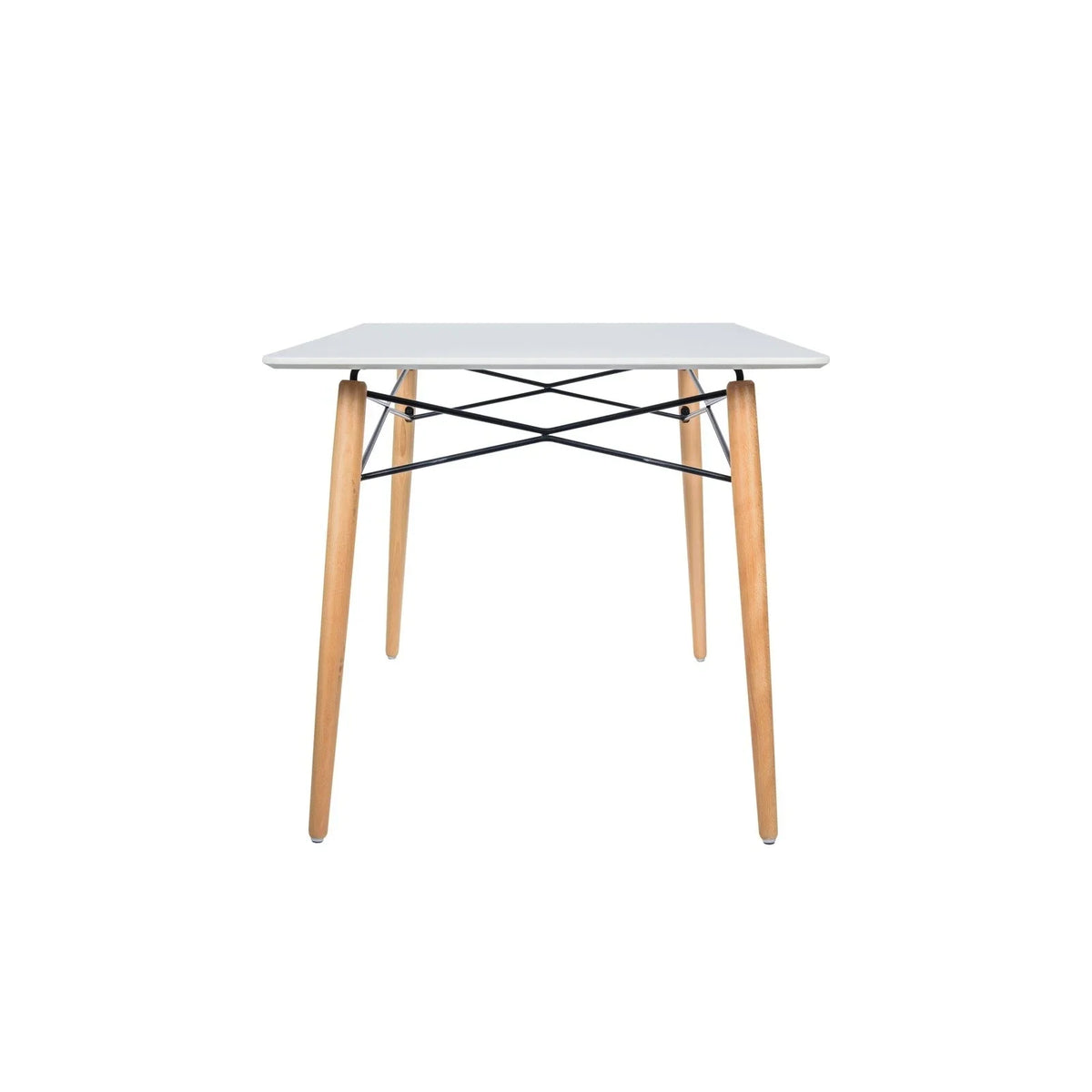 Dover Rectangle Dining Table With Glass Tabletop and Beech Wood Eiffel Base - Elax Furniture