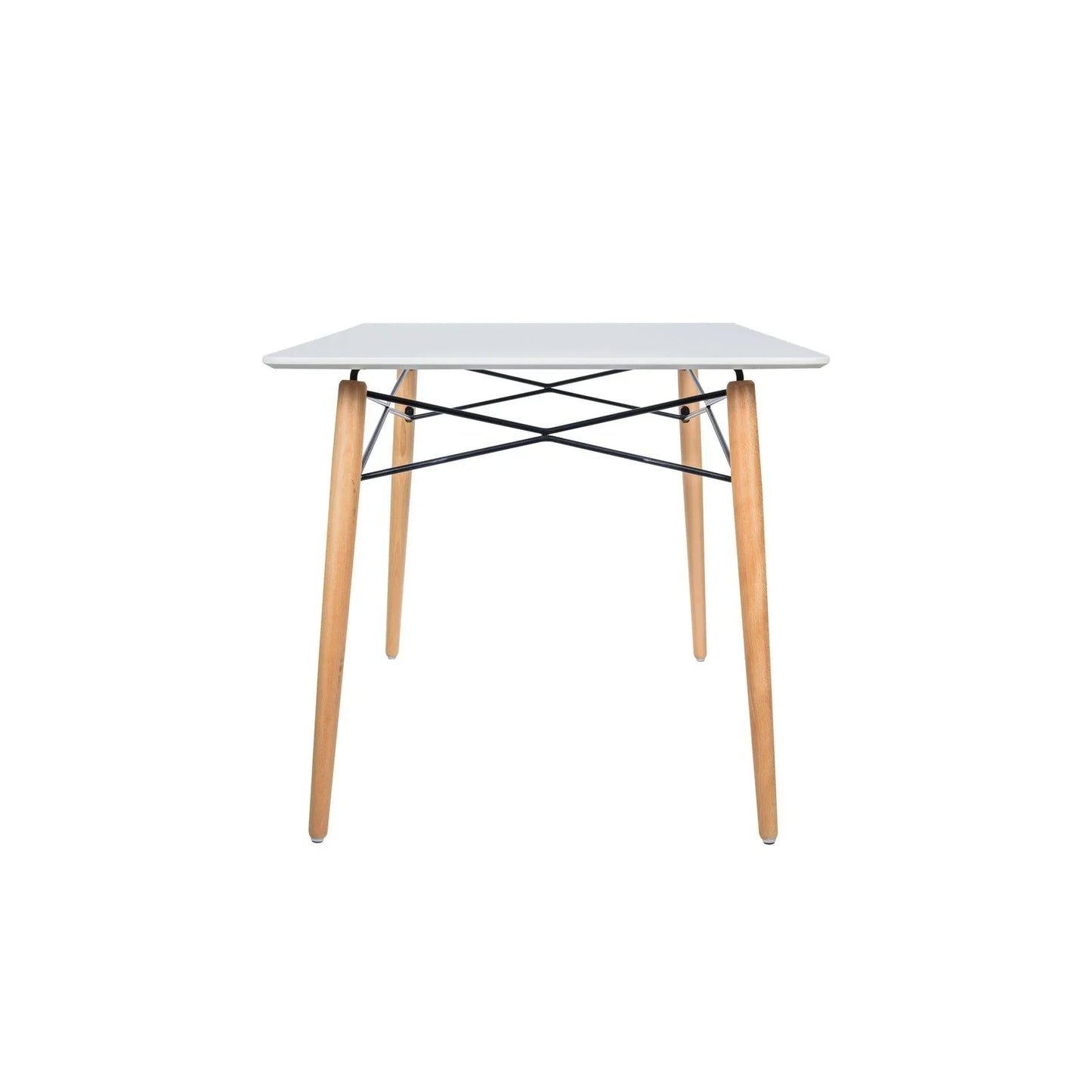 Dover Rectangle Dining Table With Glass Tabletop and Beech Wood Eiffel Base - Elax Furniture