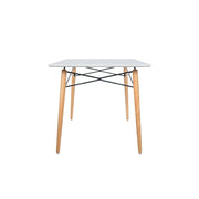 Dover Rectangle Dining Table With Glass Tabletop and Beech Wood Eiffel Base - Elax Furniture