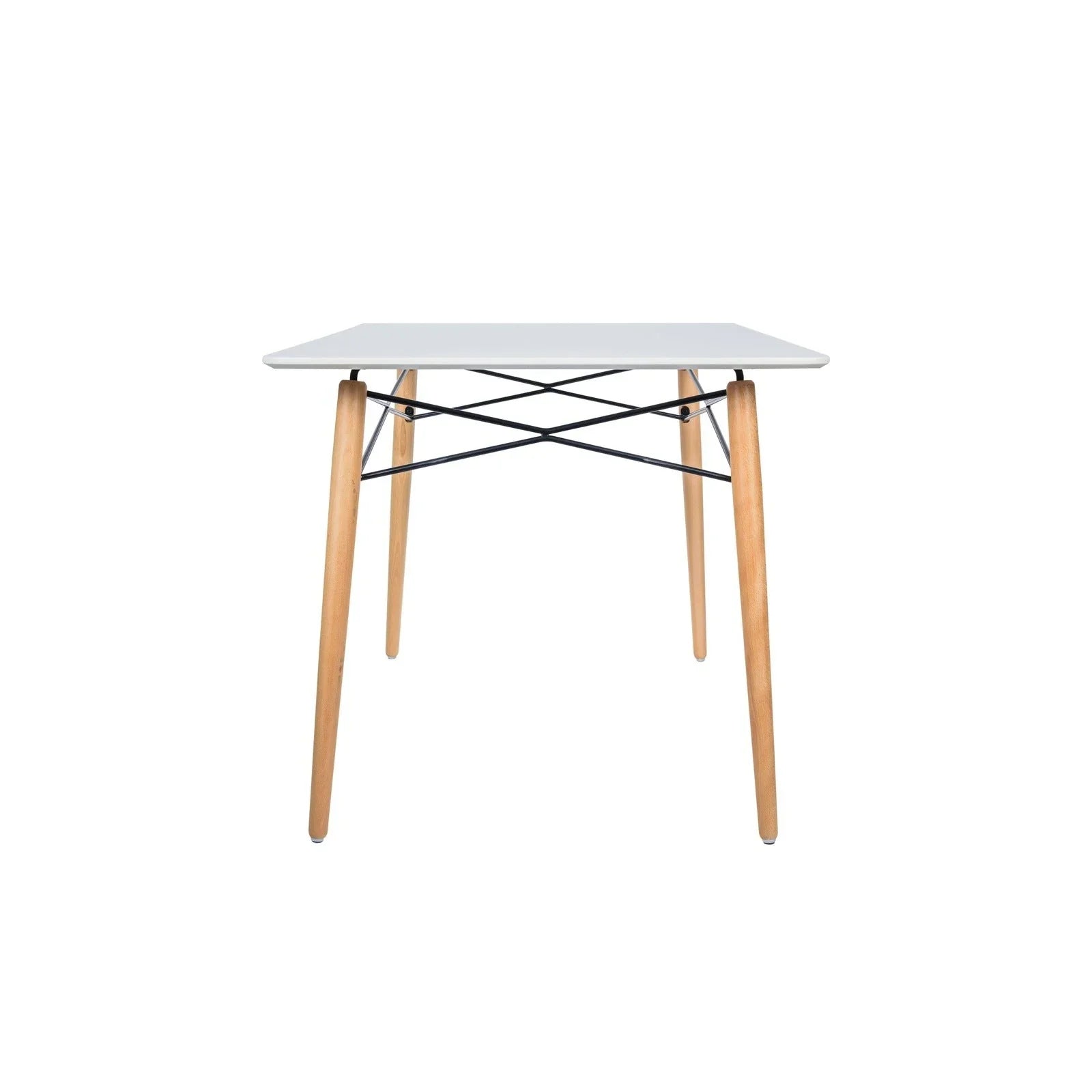 Dover Rectangle Dining Table With Glass Tabletop and Beech Wood Eiffel Base - Elax Furniture