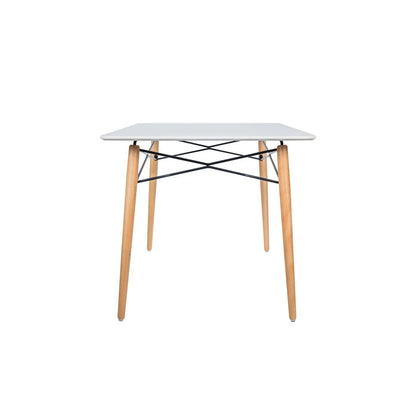 Dover Rectangle Dining Table With Glass Tabletop and Beech Wood Eiffel Base - Elax Furniture