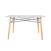 Dover Rectangle Dining Table With Glass Tabletop and Beech Wood Eiffel Base - Elax Furniture