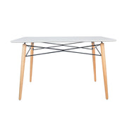 Dover Rectangle Dining Table With Glass Tabletop and Beech Wood Eiffel Base - Elax Furniture