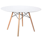 Dover Round Dining Table With Glass Tabletop and Natural Wood Eiffel Base - Elax Furniture