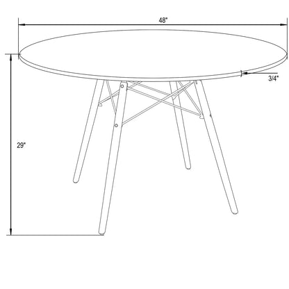 Dover Round Dining Table With Glass Tabletop and Natural Wood Eiffel Base - Elax Furniture