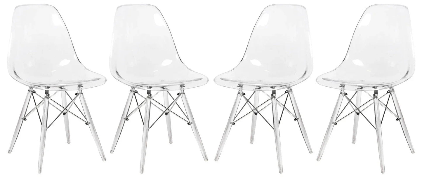 Dover Molded Side Chair with Acrylic Base, Set of 4 - Elax Furniture