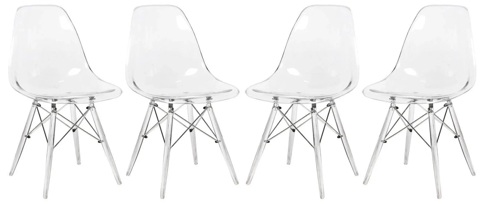 Dover Molded Side Chair with Acrylic Base, Set of 4 - Elax Furniture