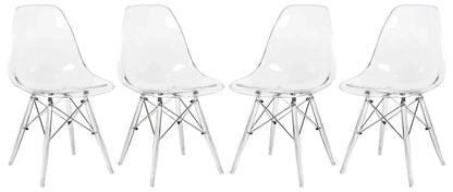 Dover Molded Side Chair with Acrylic Base, Set of 4 - Elax Furniture