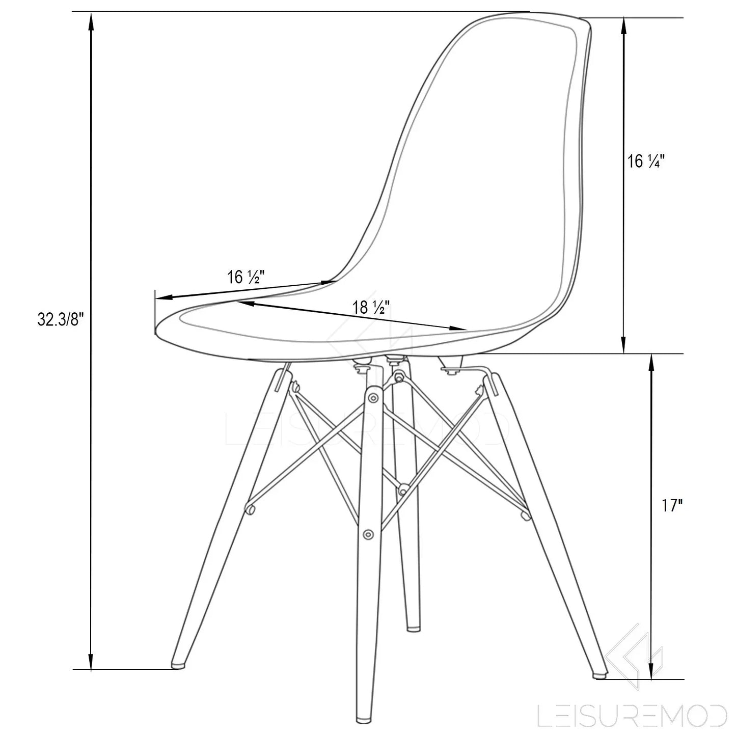 Dover Molded Side Chair with Acrylic Base, Set of 2 - Elax Furniture