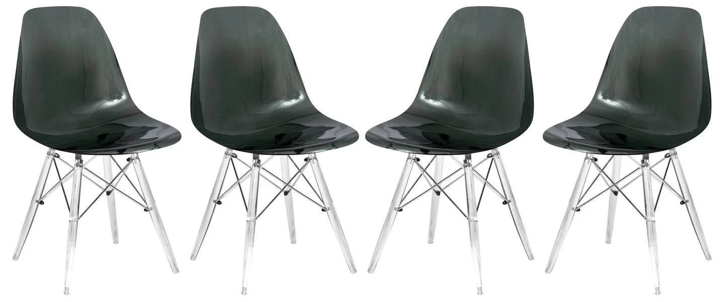 Dover Molded Side Chair with Acrylic Base, Set of 4 - Elax Furniture