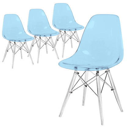 Dover Molded Side Chair with Acrylic Base, Set of 4 - Elax Furniture