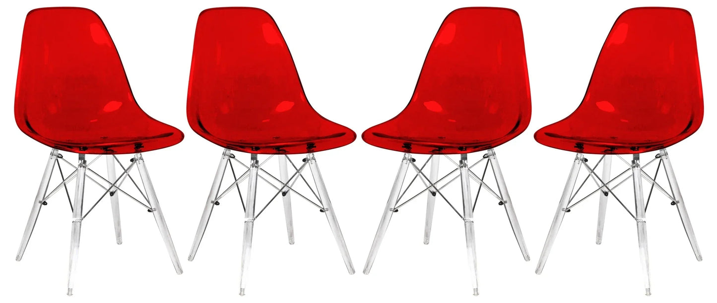 Dover Molded Side Chair with Acrylic Base, Set of 4 - Elax Furniture