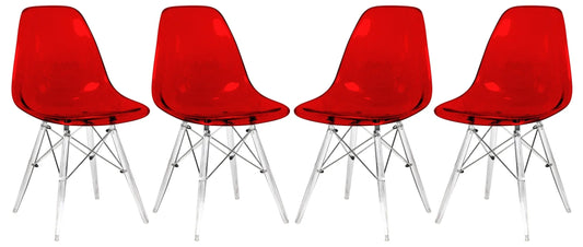 Dover Molded Side Chair with Acrylic Base, Set of 4 - Elax Furniture