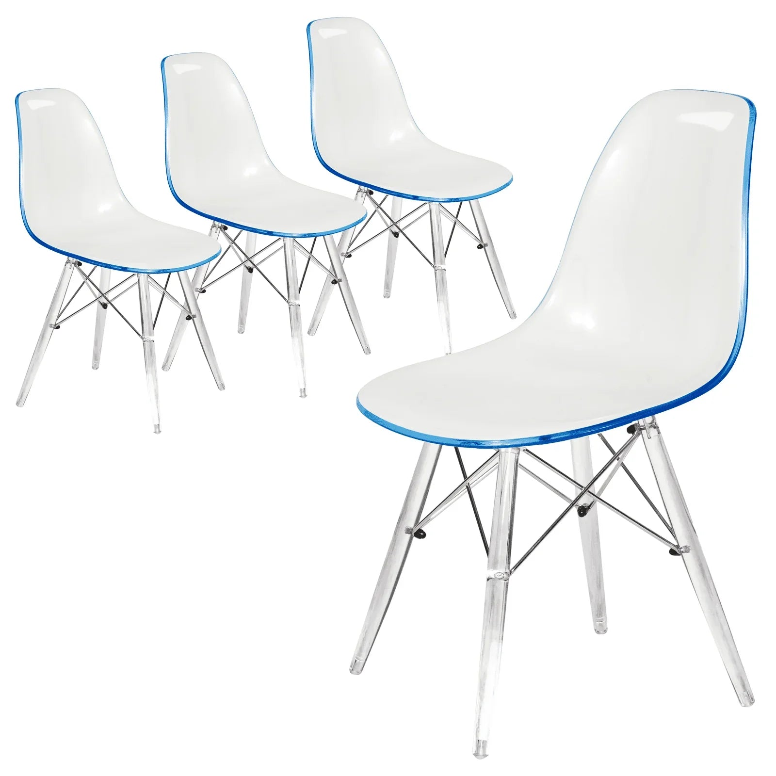 Dover Molded Side Chair with Acrylic Base, Set of 4 - Elax Furniture