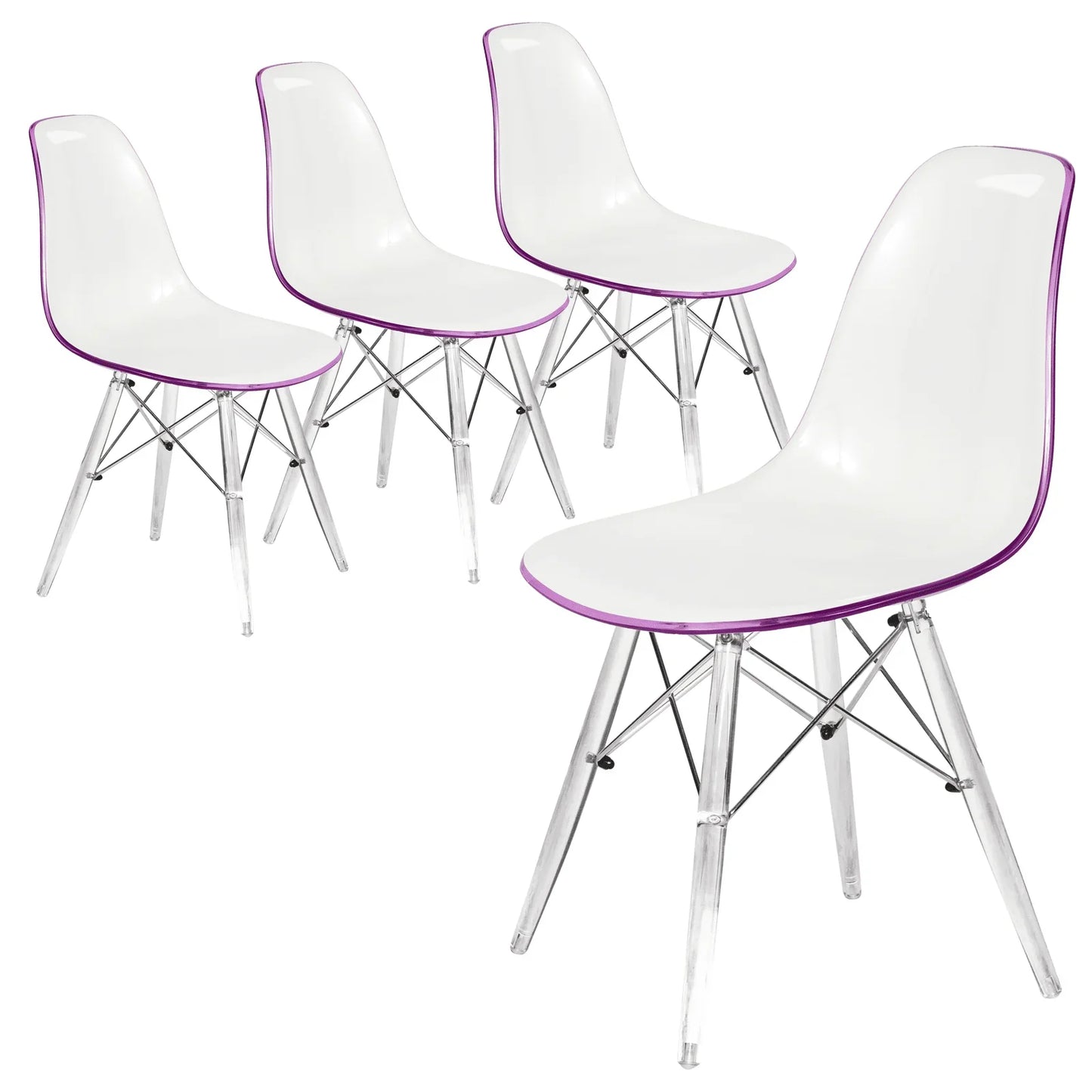 Dover Molded Side Chair with Acrylic Base, Set of 4 - Elax Furniture