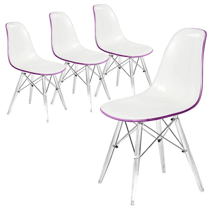 Dover Molded Side Chair with Acrylic Base, Set of 4 - Elax Furniture