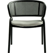 Ervilla Velvet Dining Armchair with Steel Legs and Wicker Back Black Black Grey Dining Chair Leisuremod