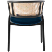 Ervilla Velvet Dining Armchair with Steel Legs and Wicker Back Black Brown Navy Blue Dining Chair Leisuremod