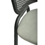 Ervilla Velvet Dining Armchair with Steel Legs and Wicker Back Black Black Grey Dining Chair Leisuremod