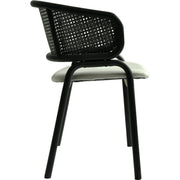 Ervilla Velvet Dining Armchair with Steel Legs and Wicker Back Black Black Grey Dining Chair Leisuremod